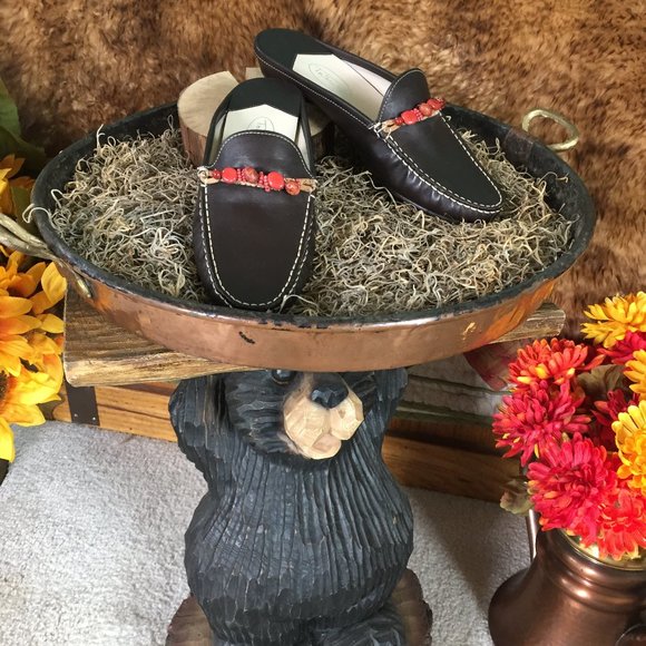 Talbot's Brown Leather Beaded Mule/Slide (NEW) - Picture 6 of 11